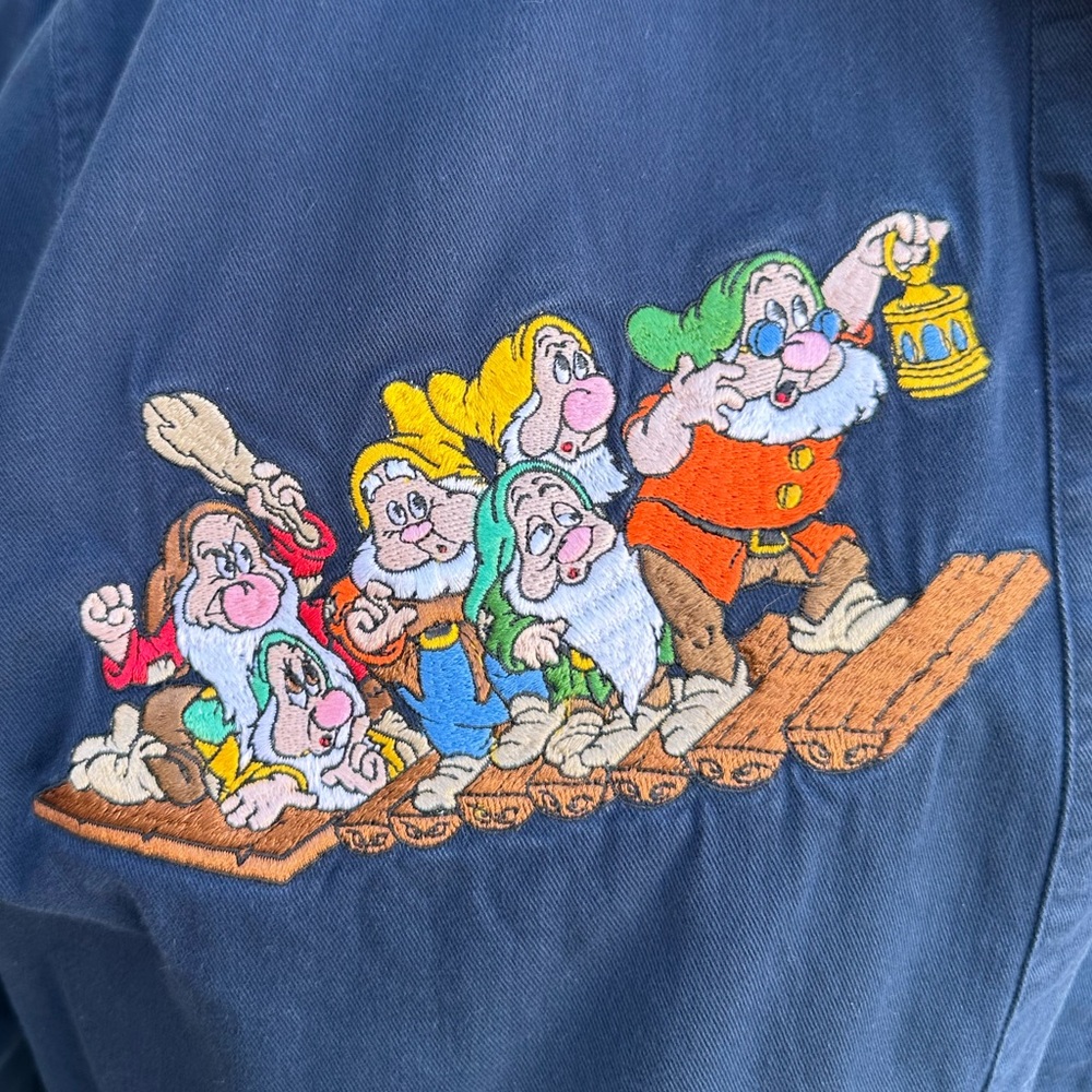 Disney Snow White & 7 Dwarfs Denim Button Down Shirt with Embroidered Characters - Picture 4 of 9